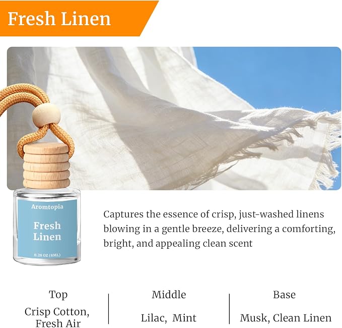 Car Air Freshener Diffuser 2 Pack, Hanging Car Fragrance Diffuser - Fresh Linen Fragrance Oil Air Diffuser for Car, alternate