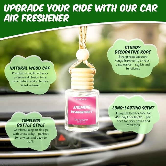 Car Air Freshener Diffuser 6 Pack Hanging Air Freshener, Vanilla Cream, Pink Sparkle Champagne, Mahogany Teakwood, alternate