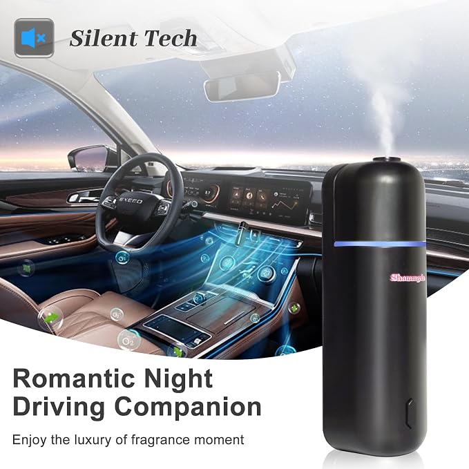 Car Air Freshener Diffuser, Motion Sensor Waterless Essential Oil Diffuser for Car USB Rechargeable Air Freshener with 6