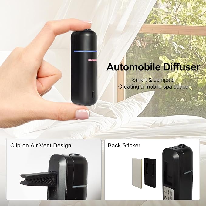 Car Air Freshener Diffuser, Motion Sensor Waterless Essential Oil Diffuser for Car USB Rechargeable Air Freshener with 6
