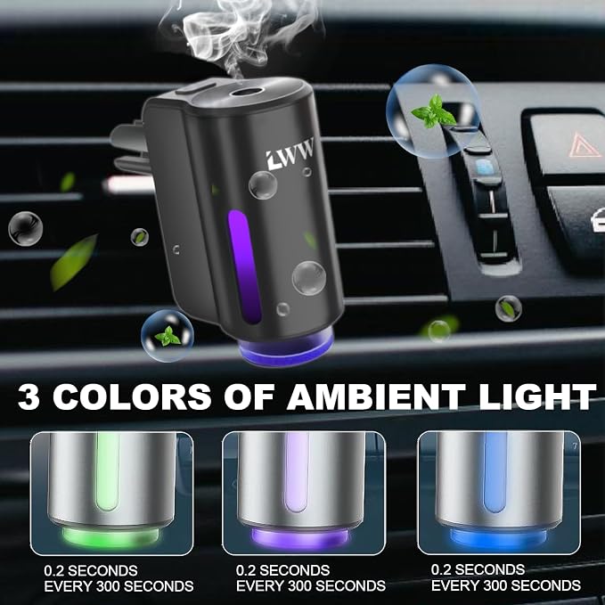 Car Air Freshener Diffuser, Portable Intelligent Car Aroma Diffuser with 3 Adjustable Modes, alternate product view 3