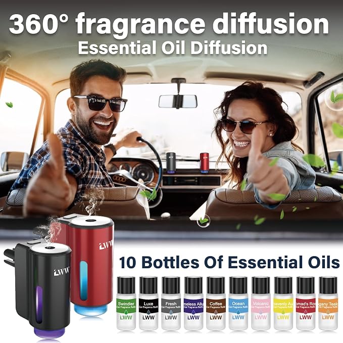 Car Air Freshener Diffuser, Portable Intelligent Car Aroma Diffuser with 3 Adjustable Modes, alternate product view 4