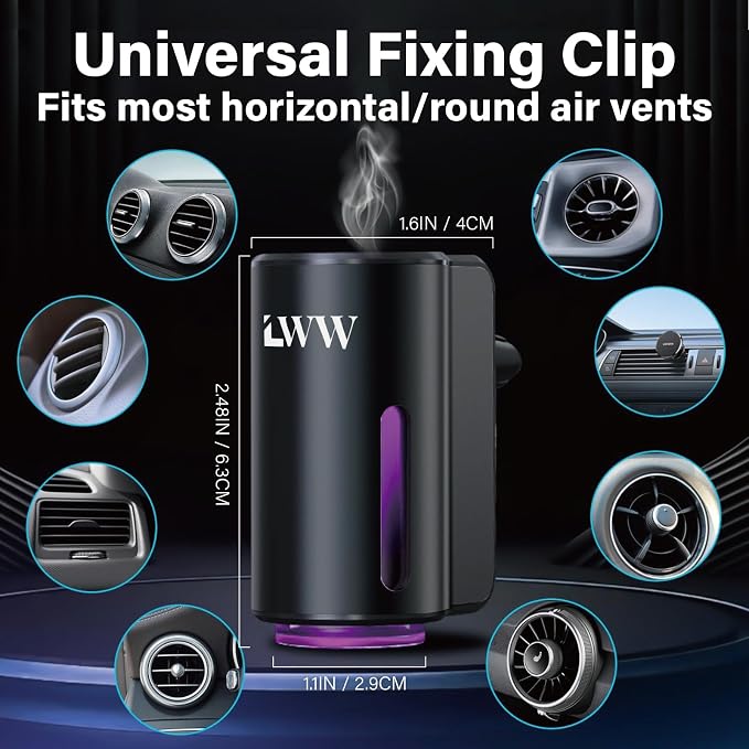 Car Air Freshener Diffuser, Portable Intelligent Car Aroma Diffuser with 3 Adjustable Modes, alternate product view 7