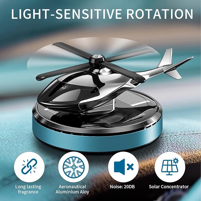 Car Air Freshener, Helicopter Solar Energy Rotating Aromatherapy Al Alloy Diffuser,Long-Lasting Fragrance, alternate product