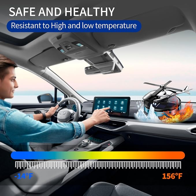 Car Air Freshener, Helicopter Solar Energy Rotating Aromatherapy Al Alloy Diffuser,Long-Lasting Fragrance, alternate product