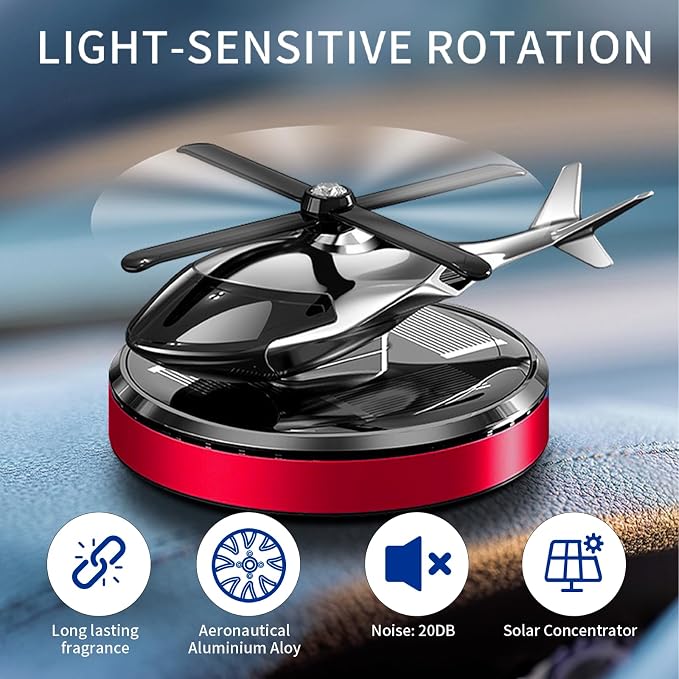 Car Air Freshener, Helicopter Solar Energy Rotating Aromatherapy Al Alloy Diffuser,Long-Lasting Fragrance, alternate product