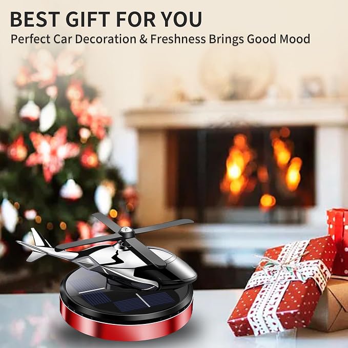Car Air Freshener, Helicopter Solar Energy Rotating Aromatherapy Al Alloy Diffuser,Long-Lasting Fragrance, alternate product
