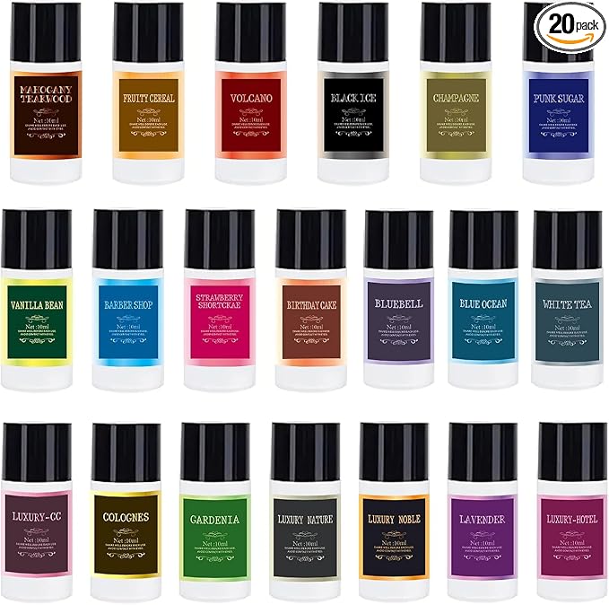 Car Air Freshener Refill Cologne Aromatherapy Oil 20 PCS, Essential Oils Mixed Fragrance Set for Car Diffusers (No Diffuser