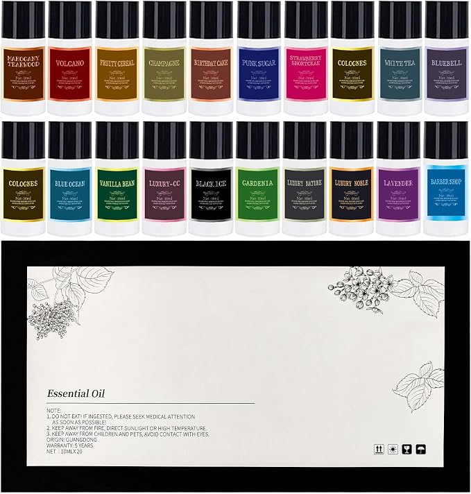 Car Air Freshener Refill Cologne Aromatherapy Oil 20 PCS, Essential Oils Mixed Fragrance Set for Car Diffusers (No Diffuser