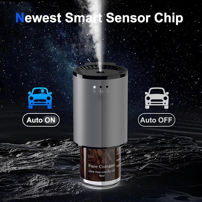 Car Air Freshener, Smart Car Air Freshener for Vent Clips, 1200 Sprays Per Charge, Car Fresheners with Auto On/Off, 5 Scents
