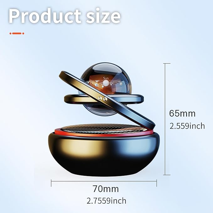Car Air Freshener Solar Energy Rotating Refillable Air Purifier for Car Interior Dashboard Autorotation Decoration