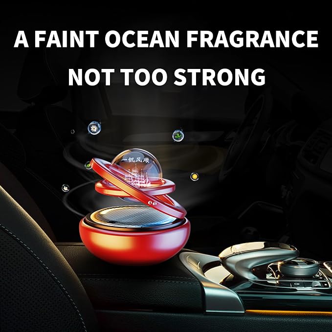 Car Air Freshener Solar Energy Rotating Refillable Air Purifier for Car Interior Dashboard Autorotation Decoration