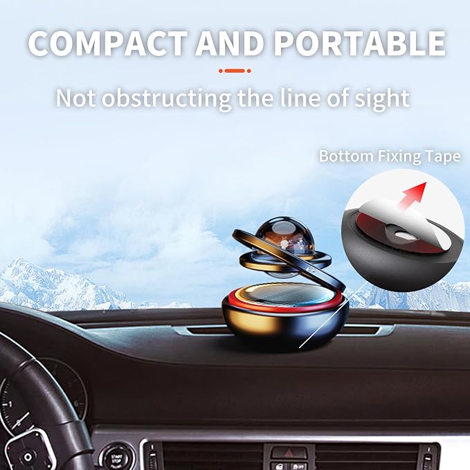 Car Air Freshener Solar Energy Rotating Refillable Air Purifier for Car Interior Dashboard Autorotation Decoration