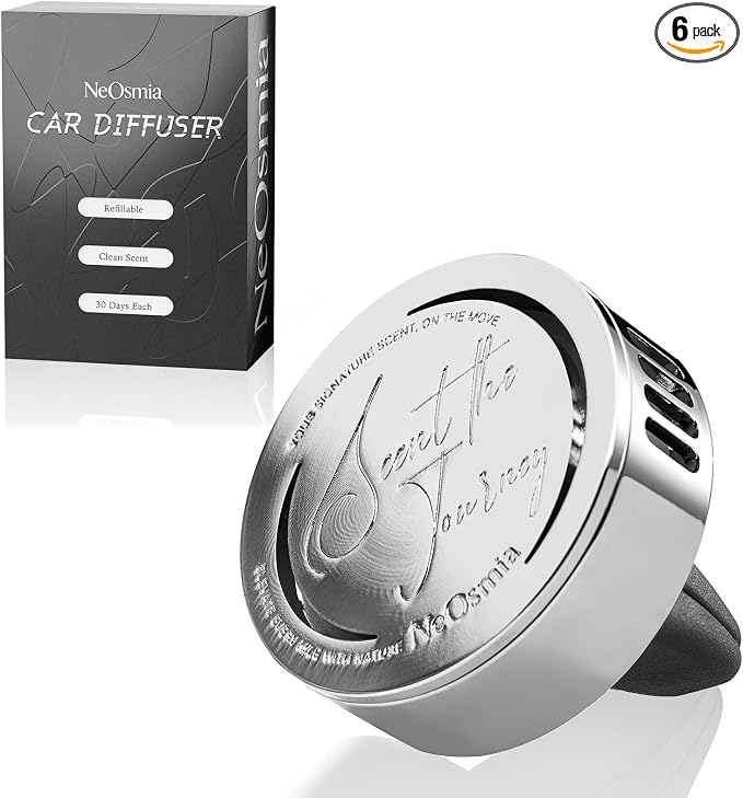 Car Air Freshener Vent Clip, 5 Pack Refills, Essential Oil Car Diffuser (1 Metal Clip + 5 Fragrance Pads), Long Lasting 80
