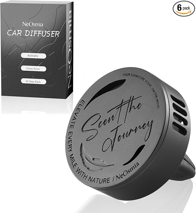 Car Air Freshener Vent Clip, 5 Pack Refills, Essential Oil Car Diffuser (1 Metal Clip + 5 Fragrance Pads), Long Lasting 80