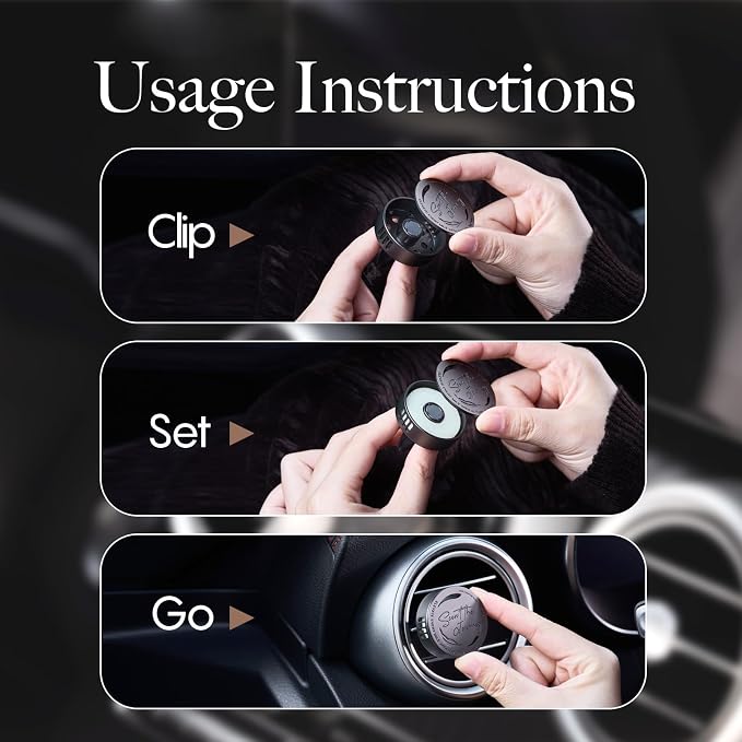 Car Air Freshener Vent Clip, 5 Pack Refills, Essential Oil Car Diffuser (1 Metal Clip + 5 Fragrance Pads), Long Lasting 80