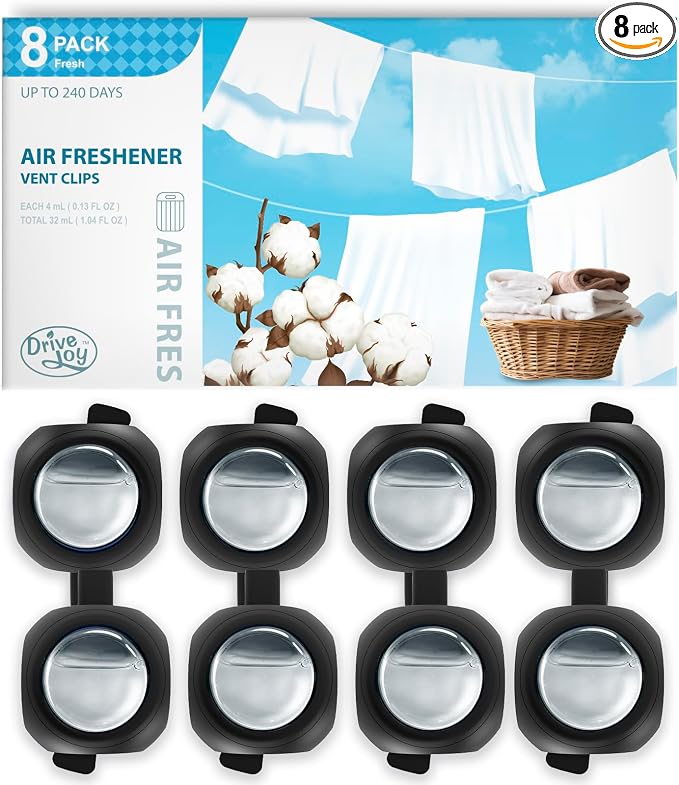 Car Air Freshener Vent Clips, 8 Pack, Provides Long-Lasting Scent, Up to 240 Days (Linen), product image