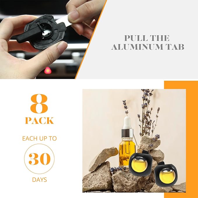 Car Air Freshener Vent Clips, 8 Pack, Provides Long-Lasting Scent, Up to 240 Days, Odor Eliminator (Citrus), alternate