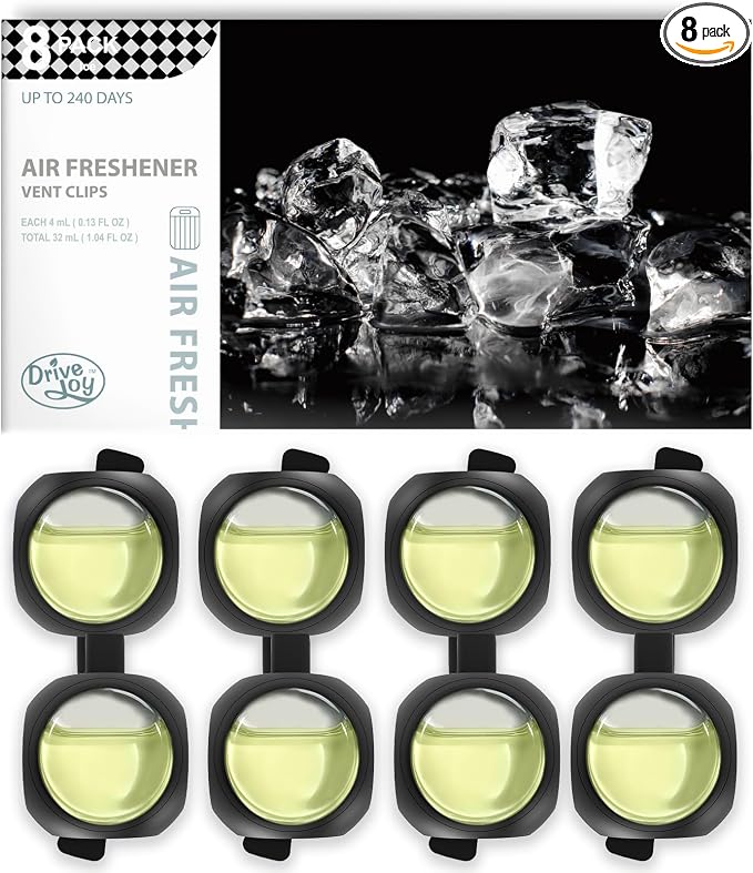 Car Air Freshener Vent Clips, 8 Pack, Provides Long-Lasting Scent, Up to 240 Days, Odor Eliminator (Ice Scent), product image