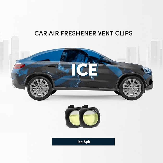 Car Air Freshener Vent Clips, 8 Pack, Provides Long-Lasting Scent, Up to 240 Days, Odor Eliminator (Ice Scent), alternate
