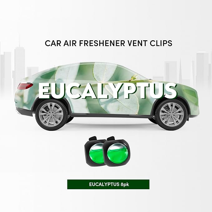 Car Air Freshener Vent Clips, 8 Pack, Provides Long-Lasting Scent, Up to 240 Days, Odor Eliminator (Eucalyptus), alternate