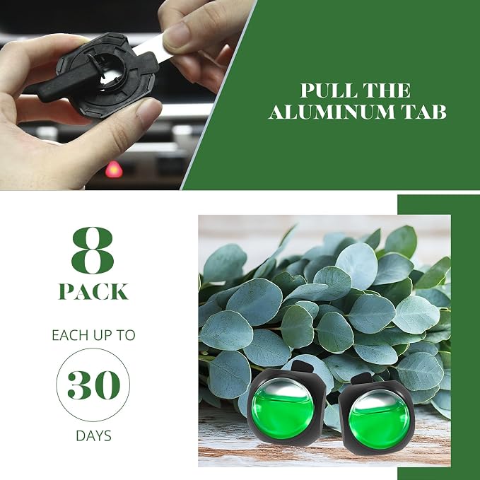 Car Air Freshener Vent Clips, 8 Pack, Provides Long-Lasting Scent, Up to 240 Days, Odor Eliminator (Eucalyptus), alternate