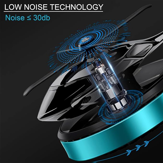 Car Air Fresheners,Al Alloy Solar Powered Rotating Incense Helicopter Diffuser, Home and Car Décor Accessories (Blue)