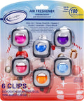 Car Air Fresheners Clip 6 Ct, Variety Pack Vent Clips, 4ml Each, Long Lasting Up to 180 Days Refresher Odor Eliminator