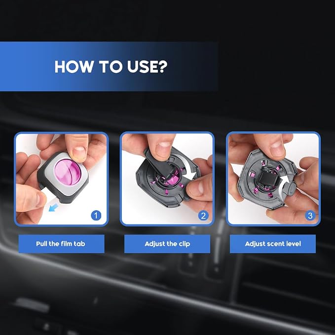 Car Air Fresheners Clip 6 Ct, Variety Pack Vent Clips, 4ml Each, Long Lasting Up to 180 Days Refresher Odor Eliminator