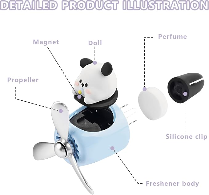 Car Air Fresheners Cute Cartoon White Puppy Pilot Car Diffuser Rotating Propeller Automotive Air Outlet Fan Creative Car