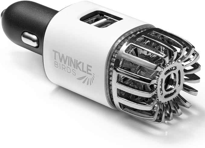 Car Air Purifier Ionizer - 12V Plug-in Ionic Anti-Microbial Car Deodorizer with Dual USB Charger - Smoke Smell, Pet and Food