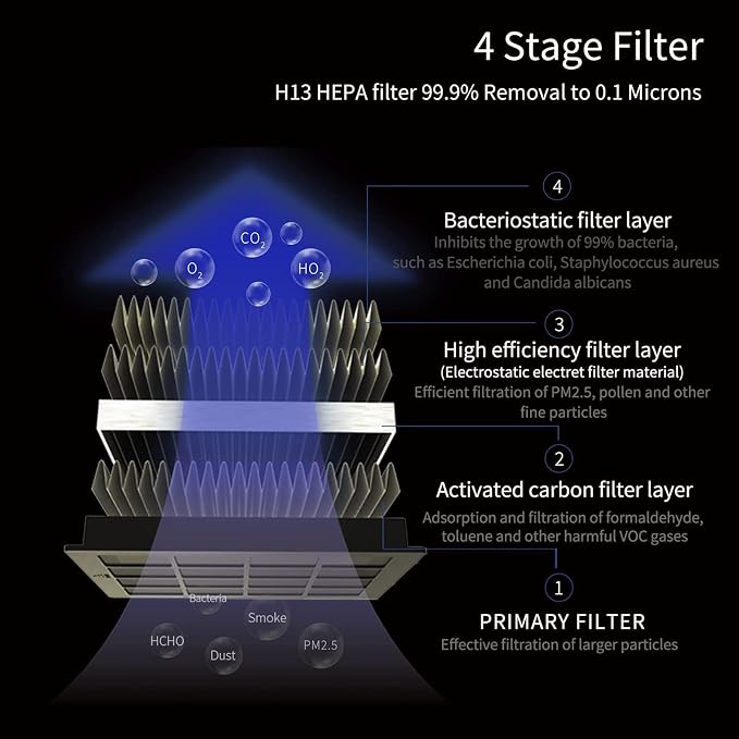 Car Air Purifier with H13 True HEPA Filter: Car Portable Air purifier for Exhaust Fumes, VOC, Smoke, Odors, and Bacteria