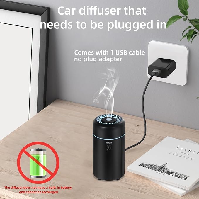 Car Aromatherapy Diffusers for Essential Oils,Mini USB Air Scent Small Humidifier with 7-LED Color Changing for Car Room Home