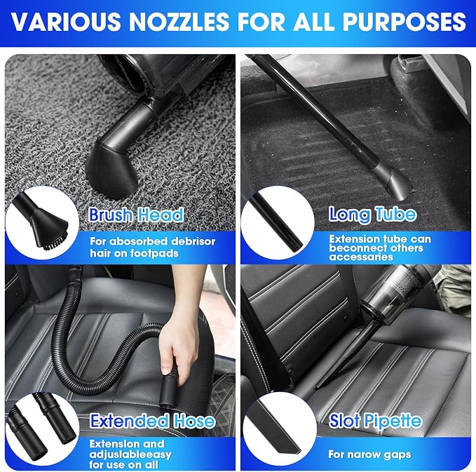Car Cleaning Kit, 17PCS Car Interior Detailing Kit with Gray High Power Handheld Vacuum, Detailing Brush Set, Windshield