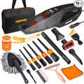 Car Cleaning Kit 19Pcs, Car Interior Detailing Kit with 12000PA High Power Handheld 12V Corded Vacuum, Detailing