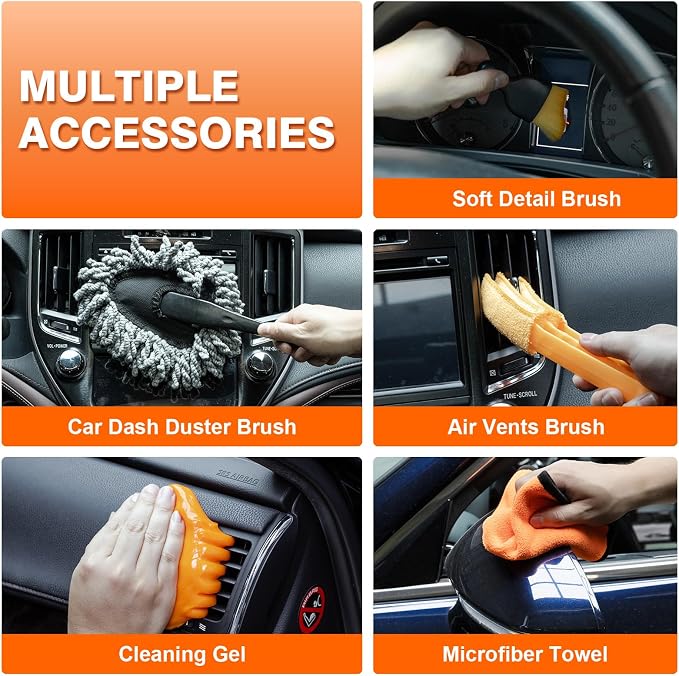 Car Cleaning Kit 19Pcs, Car Interior Detailing Kit with 12000PA High Power Handheld 12V Corded Vacuum, Detailing, alternate