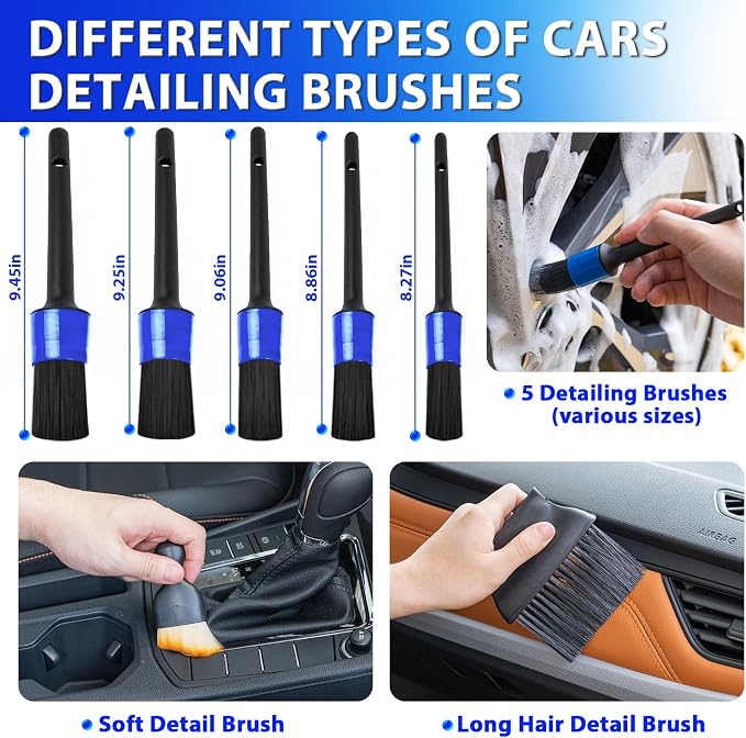 Car Cleaning Kit Car Detailing Kit,Car Cleaning Kit Interior Cleaner with High Power Blue Handheld Vacuum Cleaner,Brush