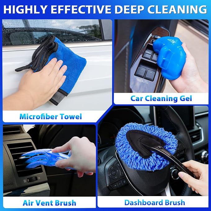 Car Cleaning Kit Car Detailing Kit,Car Cleaning Kit Interior Cleaner with High Power Blue Handheld Vacuum Cleaner,Brush