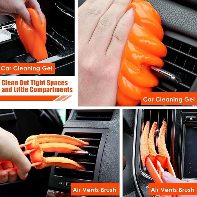 Car Cleaning Kit, Orange 17pcs Car Interior Detailing Kit with High Power Handheld Vacuum, Detailing Brush Set, alternate