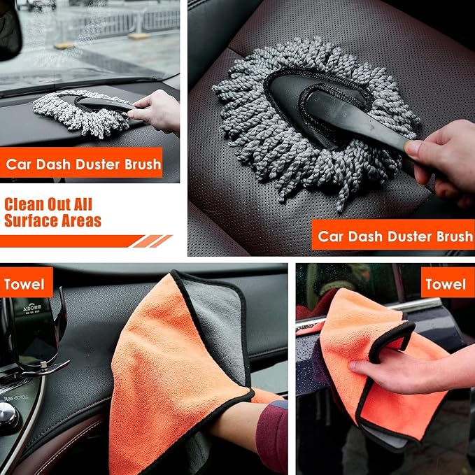 Car Cleaning Kit, Orange 17pcs Car Interior Detailing Kit with High Power Handheld Vacuum, Detailing Brush Set, alternate