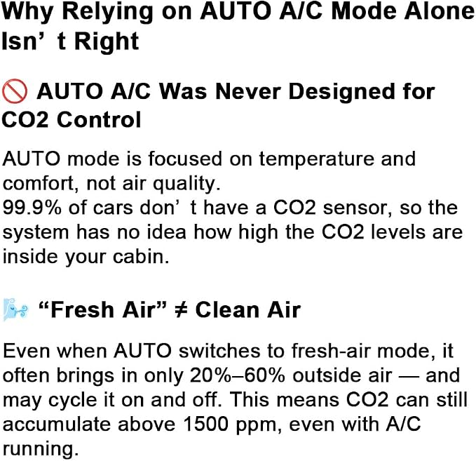 Car CO2 Monitor, Plug-in, No Battery Needed, Real-Time 10s Sampling, Rotatable Color Screen, Beep Alarm for High CO2, Fits