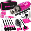 Car Detailing Kit Interior Cleaner, Car Cleaning Kit with 8000PA Cordless Pink Handheld Vacuum Cleaner, product image