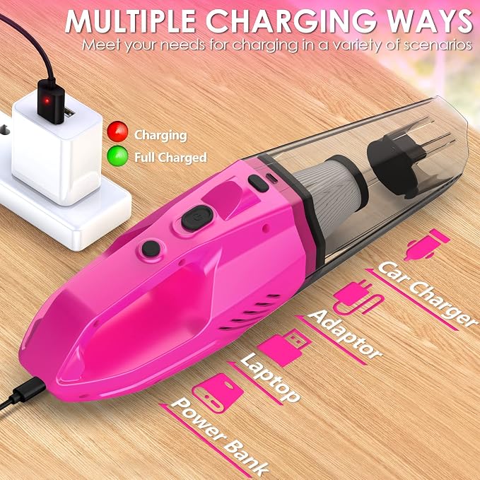 Car Detailing Kit Interior Cleaner, Car Cleaning Kit with 8000PA Cordless Pink Handheld Vacuum Cleaner, alternate product