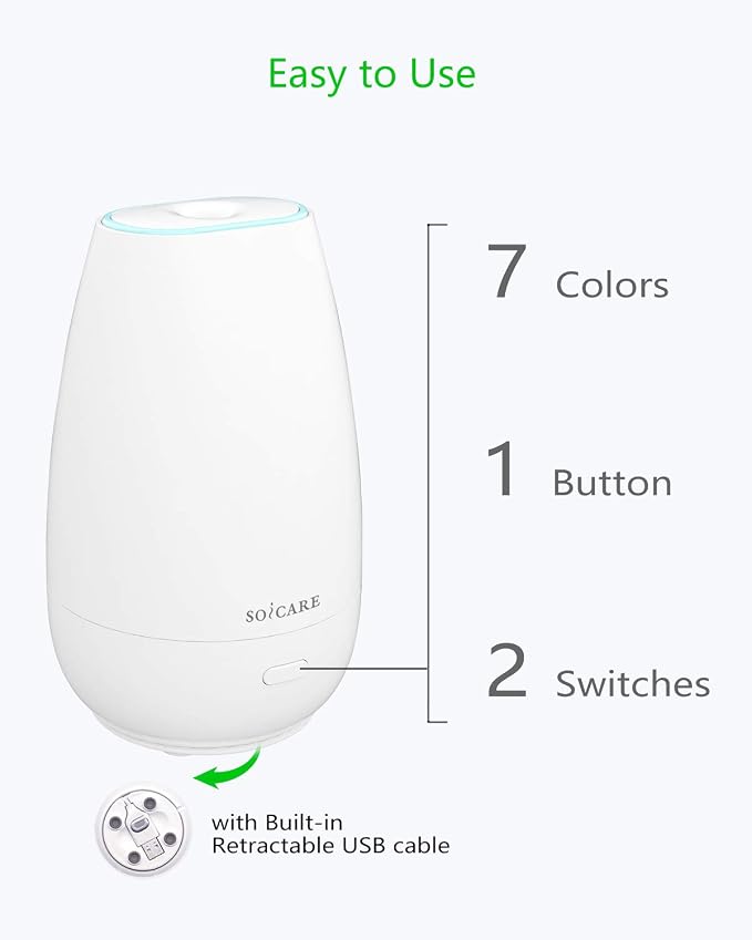 Car Diffuser (2nd Generation), Small Portable Car Essential Oil Diffuser with Built-in USB Cable, alternate product view 2