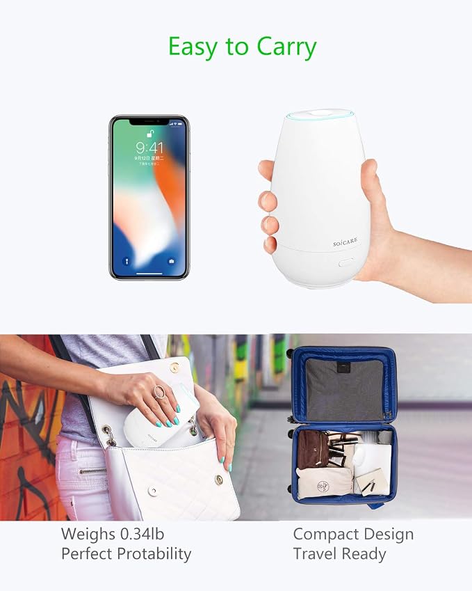 Car Diffuser (2nd Generation), Small Portable Car Essential Oil Diffuser with Built-in USB Cable, alternate product view 3