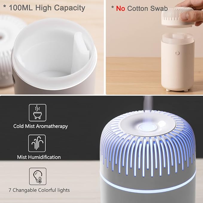 Car Diffuser Humidifier USB Aromatherapy Essential Oil Air Freshener USB Cool Mist Mini Portable Diffuser for Car Home Office