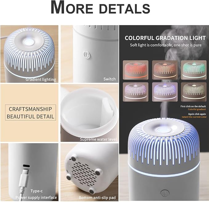 Car Diffuser Humidifier USB Aromatherapy Essential Oil Air Freshener USB Cool Mist Mini Portable Diffuser for Car Home Office