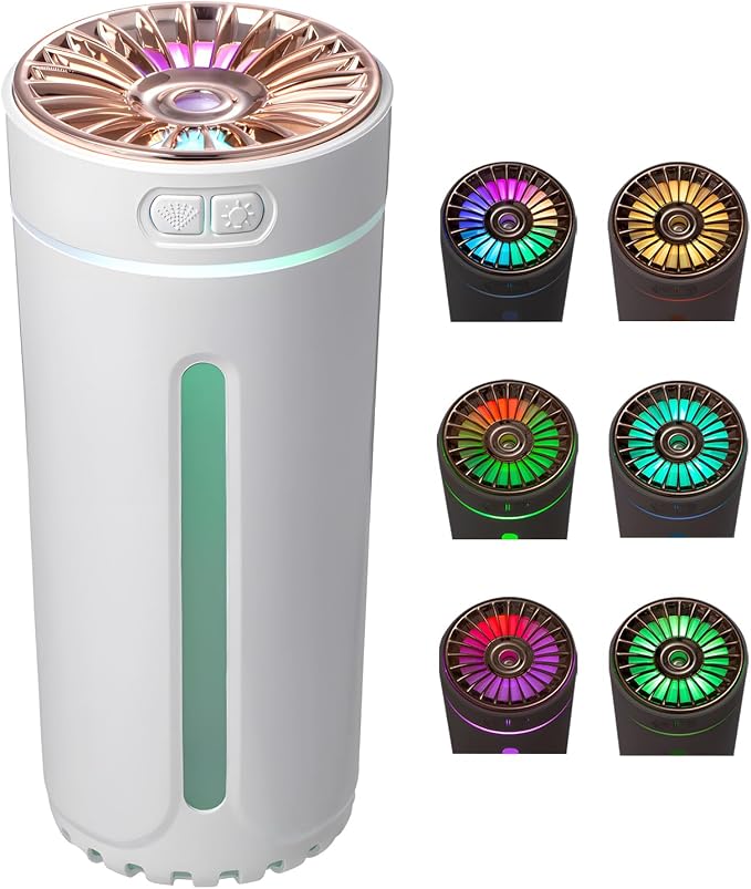 Car Diffuser Humidifier with Essential Oil Diffuser - Portable Silent USB Mini Air Humidifier with LED Light, product image