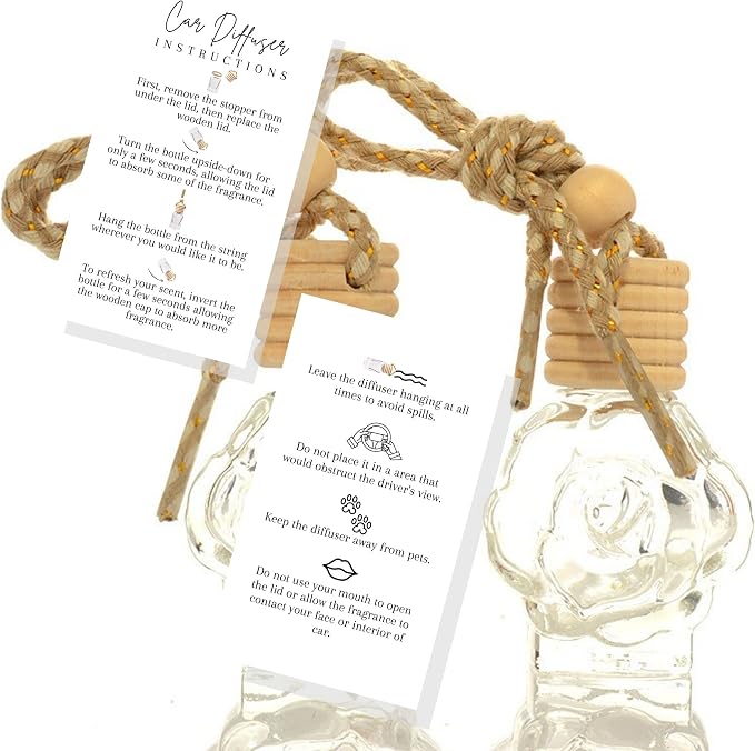 Car Diffuser Instruction Cards | Physical Printed 2" x 3.5" inches Business Card Size | Car Diffuser Supplies | White with