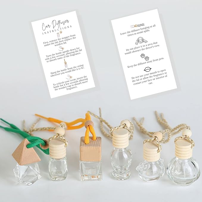 Car Diffuser Instruction Cards | Physical Printed 2" x 3.5" inches Business Card Size | Car Diffuser Supplies | White with